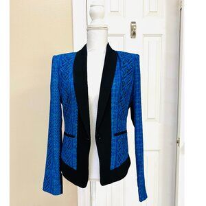 BCBG MaxAzria - Cobalt Blue & Black Printed Blazer Size M
